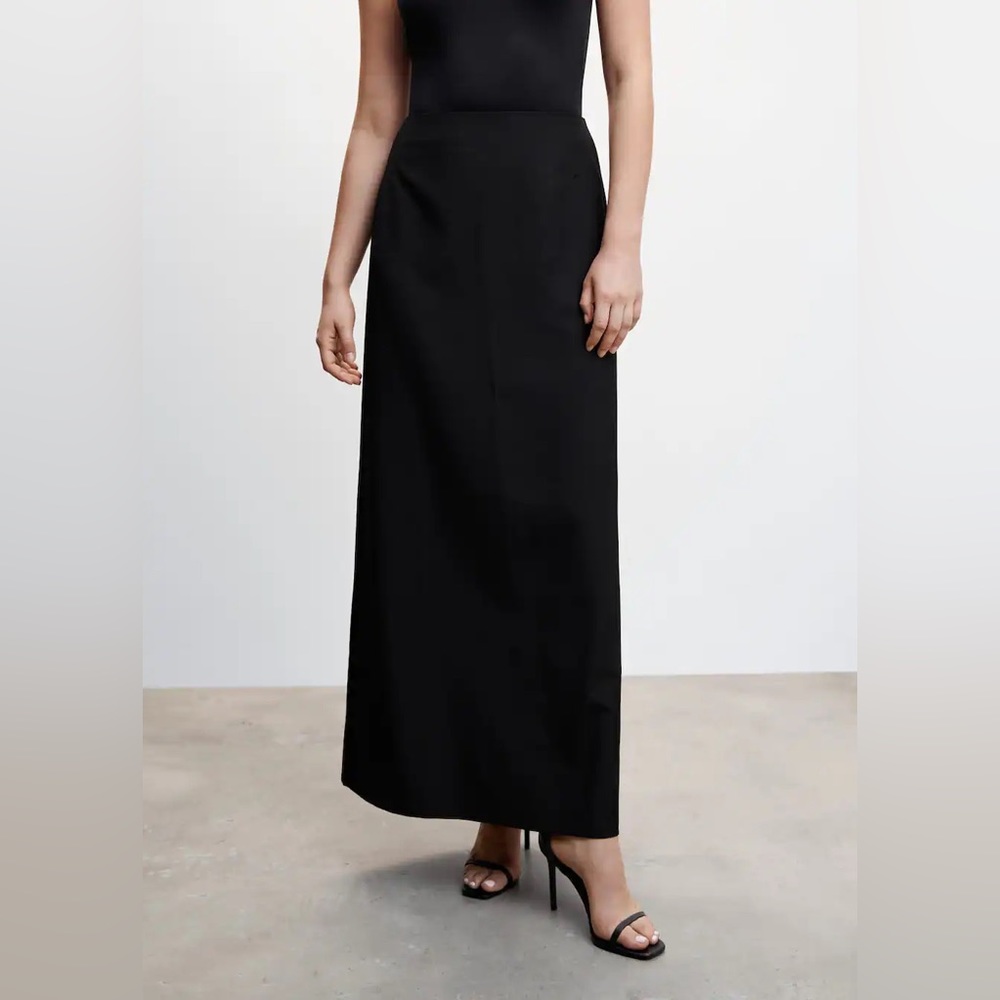 Black Straight Midi/Maxi Skirt